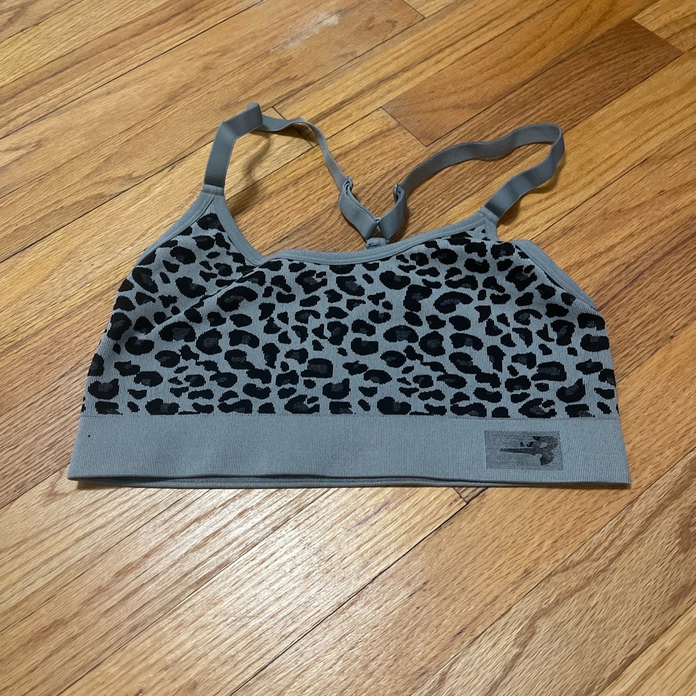 New Balance Green Cheetah Sports Bra